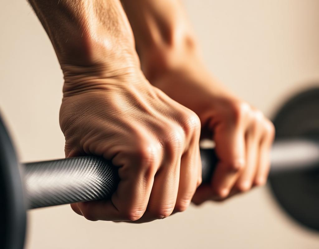 Hands on barbell